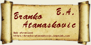 Branko Atanasković vizit kartica